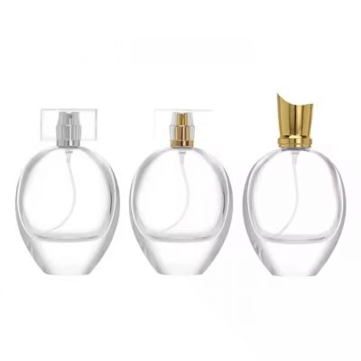 Hot Selling Luxury Flat Round Glass Perfume Bottle 75ml Bayonet Spray Bottle Transparent Sample Packaging Bottle