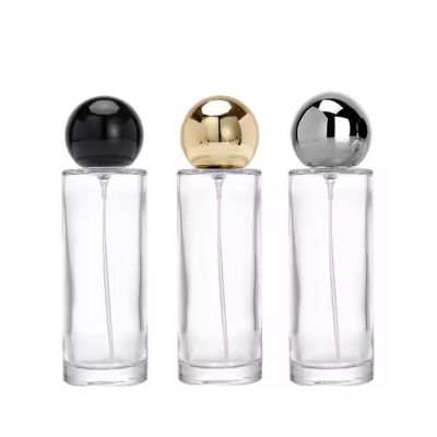 Factory Direct Sales 15mm Crimp Neck Glass Spray Bottle 50ml Empty Cylinder Shape Perfume Spray Bottles With Round Ball Lids
