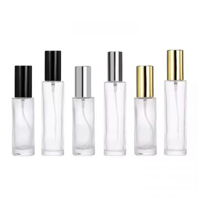 Good Quality Refillable Round 30ml 50ml Cylinder Perfume Glass Bottle Empty Spray Perfume Bottles With Aluminum Sprayer Pump Cap