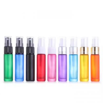 Wholesale Travel Perfume Bottles 10ml Empty Round Colorful Matte Black Pink Blue Glass Cosmetics Spray Bottle With Sprayer Pump