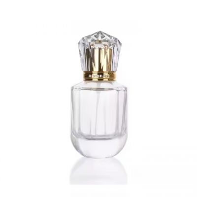 High Quality Luxury Glass Perfume Bottles 30ml Unique Shape Empty Refill Clear Spray Bottle for Perfumes With Gold Acrylic Cap