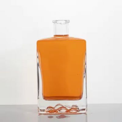 Wholesale Square Rectangular 500ML 750ML 1000ML Empty Fruit Whiskey Liquor Glass Bottles With White Tamper Proof Cap