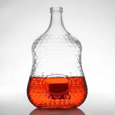 Fancy Clear Empty 750ml Glass Bottles Custom Embossed Vodka Liquor Gin Rum Tequila Alcohol Spirit Glass Bottle