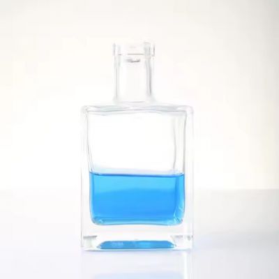 Thickened Glass Wine Bottle 500ml Transparent Square Shape Glass Liquor Bottle With Lid Mini Beverage Glass Bottle