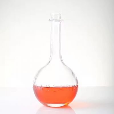 Manufacturer Factory Custom Round Clear Whiskey Liquor Bottle 375ml Wine Divider Liquid Container Glass Bottle