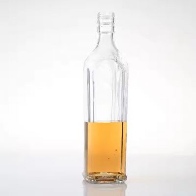 Customized Luxury Glass Wine Bottle Embossed Transparent Glass Bottle for Brandy Whisky Rum Gin 650ml 700ml 750ml 800ml