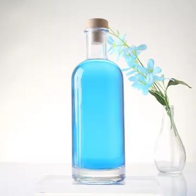 High White Flint Empty Vodka Glass Bottle Brandy Whisky Bottle With Cork Top Cap 500ml 750ml 1000ml