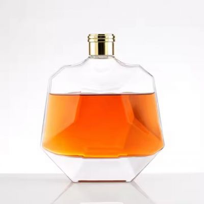 Luxury Design Customized 700ml Tortoise Shell Style Glass Bottle Vodka Whisky Rum Wine Glass Bottle With T-shape Cap
