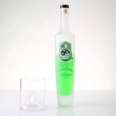 Customizable 375ml 500ml 700ml 750ml Frosted Glass Vodka Bottle Empty Liquor Alcohol Spirit Super Flint Cork Sealing Wholesale