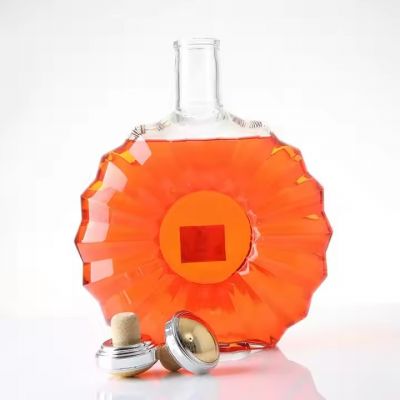 New Design Wholesale Glass Wine Liquor Bottle Glass Bottle Brandy Gin Rum Tequila Vodka Spirits Bottle With Caps