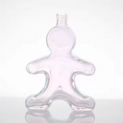 High Quality 750ml Gingerbread Man Shaped Bourbon Glass Liquor Spirit Bottle for Liquor Vodka Gin for Christmas Wholesale