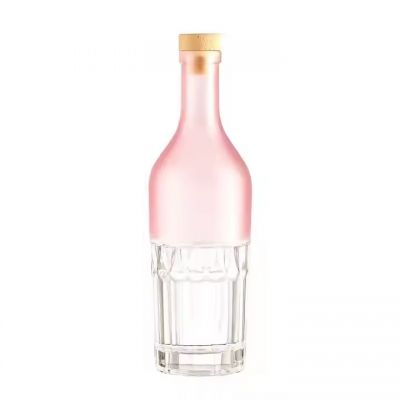 Wholesale 700ML Extra Flint Round Shape Spirits Vodka Gin Liquor Tequila Oxygen Glass Bottle With Pink Shell With Cork for Sale