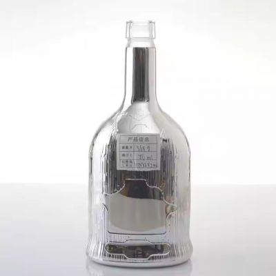 Electroplated Sliver Color 750ml Glass Bottles Spirits Beverages Spray Clear Bottle Glass for Vodka Gin Whiskey