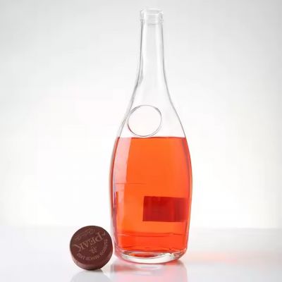 High Capacity Custom Bartop 500ml 750ml 1000ml Whisky Spirit Liquor Bottle for Vodka Rum With Sealed Cork Lid