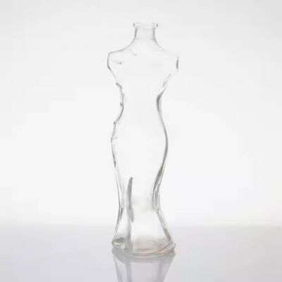 New Design Super Flint Glass Bottle Woman Body Shape Bottom Cork Cap Brandy Tequila Liquor Bottles