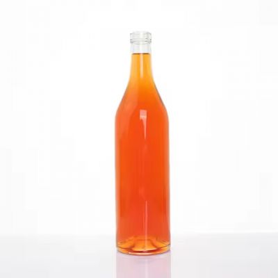 750ml Round Glass Bottle Factory Custom Luxury Glass Bottle for Rum Brandy Whiskey Gin Liquor Color Label