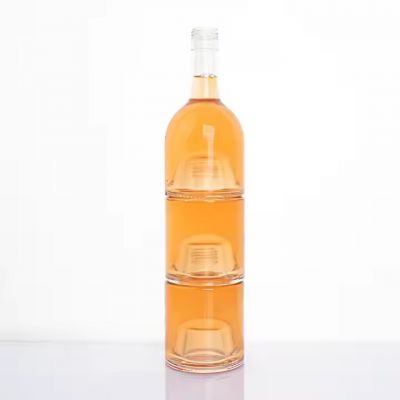 New Design 750ml Stacking Triple Glass Bottle for Spirits Liqueurs Rum with Cork Individual Bottles 250ml 