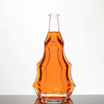 Creative Unique Spirits Custom Logo Glass Bottle for Brandy Vodka Gin High Quality Transparent Whiskey Bottles