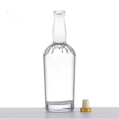 Hot Sale Clear 500ml 750ml Round Clear Glass Bottle With Custom Package for Vodka Tequila Whisky
