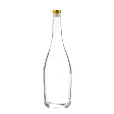 China Supplier Wholesale Empty Liquor Clear Glass Bottle with Cork for Vodka Whiskey Brandy Liquor Bottle