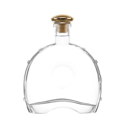 China Factory Custom-made Super Flint Alcoholic Beverage XO Glass Bottle 750ml 25oz Glass Bottle with Cork Stopper