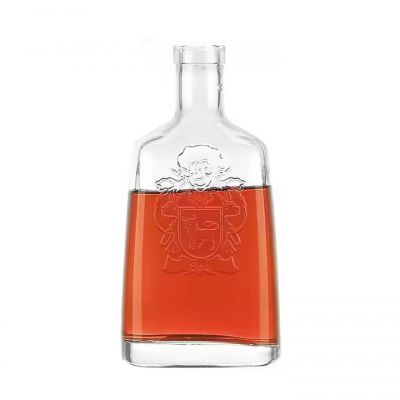 China Supplier Super Flint Glass 500ml 750ml Unique Shape Glass Bottle for Whiskey Vodka Brandy Products