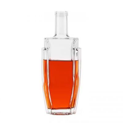 375ml 500ml 750ml Square Brandy Xo Flint Liquor Frosted Rum Champagne Glass Bottle with Cork