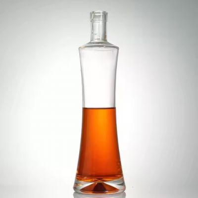 500ML 700ML 750ML Transparent Round Empty Spirits Glass Liquor Whisky Vodka Tequila Glass Bottle with Cork Lid