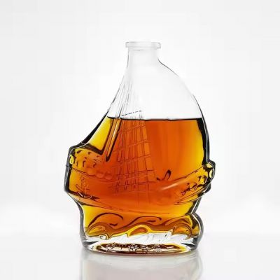 Sailboat Storage Tequila Blown Special Shape 750ml 700ml Glass White Color 500ml Vodka Xo Unique Boat Shape Liquor Bottle