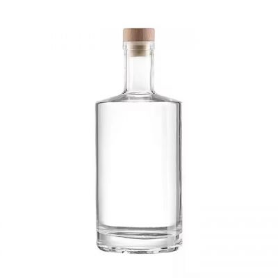 Transparent 500ml 700ml 750ml Empty Vodka Whisky Food Grade Gin Tequila Rum Cylinder Liquor Glass Bottles With Cork