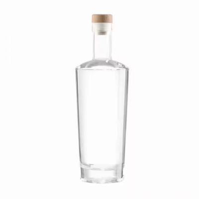 Custom 700ml/750ml Clear Glass Round Bottle with Cork Sealing and Spray Cap for Gin Rum Tequila Vodka Whisky Brandy