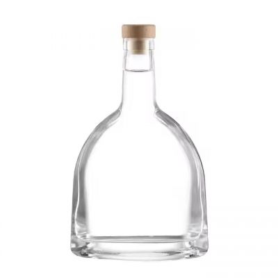 750ml High Flint Glass Bottle Long Neck Round Large Design for Whisky Brandy Gin Vodka Spirits Cork Stopper