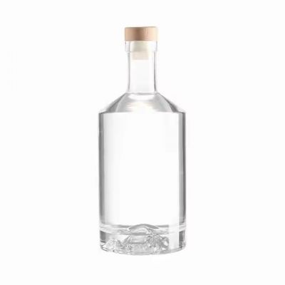 Wholesale Custom Crystal Glass Bottle 750ml Capacity with Cork Sealing for Brandy Vodka Whiskey Gin Mojito Spirit Tequila