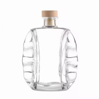 Factory Wholesale Customized 500ml Square Rum Glass Bottles Cork Sealed for Whiskey Wine Spirits Tequila Use