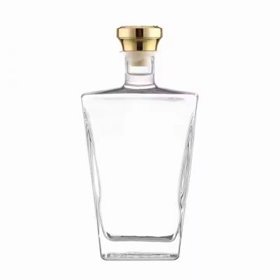 Hot Customizable 500ml 1000ml Square Glass Spirit Bottle Custom Printed Logo for Vodka Whiskey Rum Tequila Rubber Stoppers