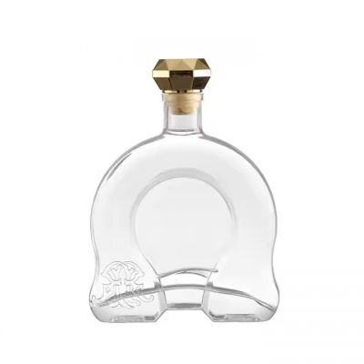 700ml Square Glass Spirit Liquor Bottle with Synthetic Cork 750ml Gin Whiskey Wine Vodka Bottle for Brandy Rum