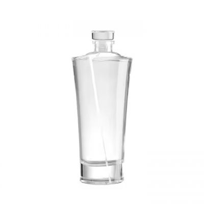 Crystal Clear Glass Bottle Rectangle Liquor Spirits Brandy Whiskey Vodka 750ml Glass Bottles With Stopper