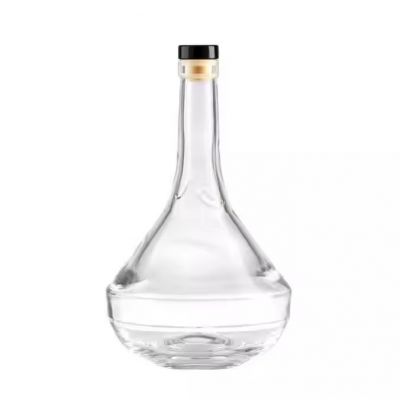 Reusable Clear Red Wine Glass Decanter Long Neck Spherical Shape 750ml Vodka Rum Empty Glass Bottle