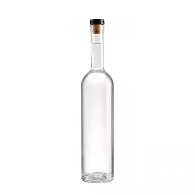 Recyclable Round clear Glass Bottles 750ml Empty Round Bottom Ice Wine Vodka Liquor Bottle With Long Neck Cork