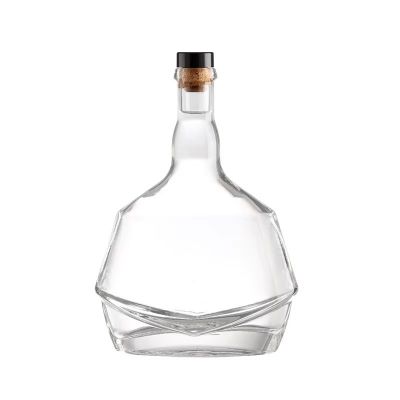 Transparent Thick Bottom Empty Liquor Glass Bottle Vodka Xo Brandy Beverage Wine Clear Glass Bottle With Stopper
