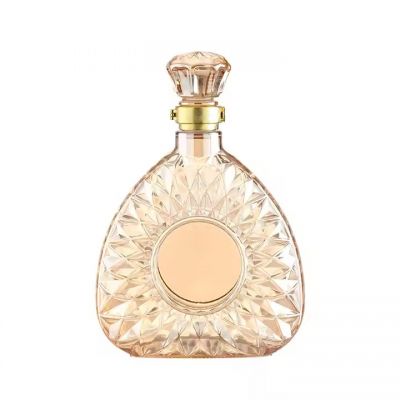 750ml Round Frosted Empty Custom Alcoholic Drink Tequila Whiskey Gin Decorative Glass Bottles With Bottle Cap