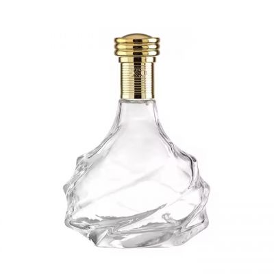 Fancy Glass Liquor Bottle XO Glass Bottles 750ml Rhombus Shape Whiskey Pattern Glass Bottle