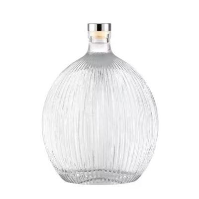 Round Flat-mouthed Crystal White Whisky Glass Bottles Clear Empty Vodka Liquor Gin Tequila Spirits Glass Bottles With Corks