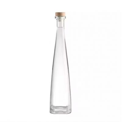 Unique Design Slender Tequila Gin Rum Glass Bottle Mineral Water Bottle Cone-Shaped Glass Bottle for Liquor Spirits Vodka