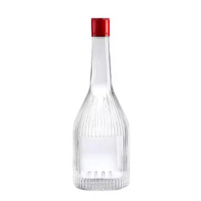 Vertical Stripes Clear Frosted 750ml Empty Glass Wine Bottle Vodka Gin Rum Alcohol Whiskey Bottle