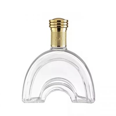 Hot Sale Empty Liquor Glass Vodka Bottle Arc Shape Spirit Whiskey XO Glass Bottles