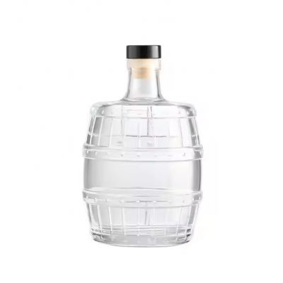 New Style Glass Wine Bottle 700ml Oak Barrels Shape Vodka Whisky Rum Tequlia Gin Glass Bottles