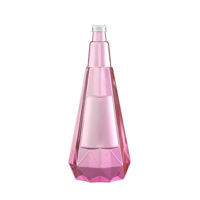 375ml Whisky Vodka Water Glass Bottle Electroplate Painting Pink Color Bottle Whisky Bottle With Glass Stopper