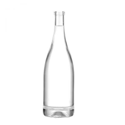 Custom 750ml Clear Long Neck Glass Wine Bottle 75cl 16oz Conical Shape for Liquor Whiskey Brandy with Cork
