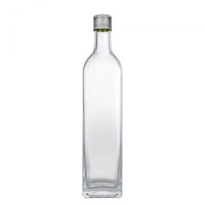 Factory Wholesale 750ml Square Glass Spirits Bottle with Aluminum Screw Cork - Thick Bottom Vodka Brandy Rum Gin